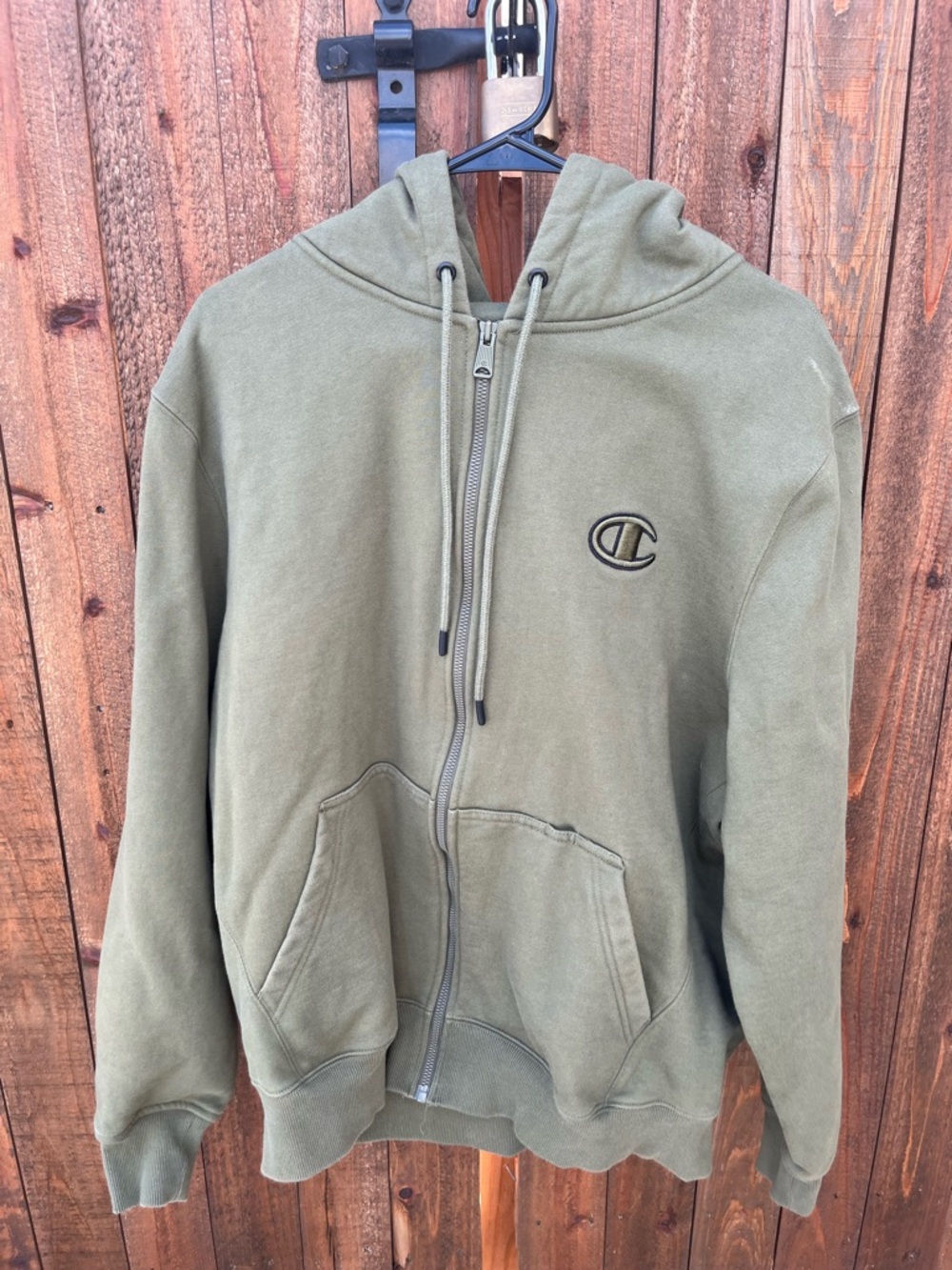 Champion Olive Green Full Zip Hoodie Jacket Men’s Size XL